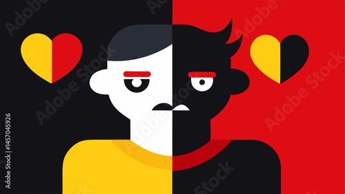 one vibrant and colorful the narcissist and the other dull and grayscale the victim representing how relationships drain the emotional color and vibrancy from a persons life.