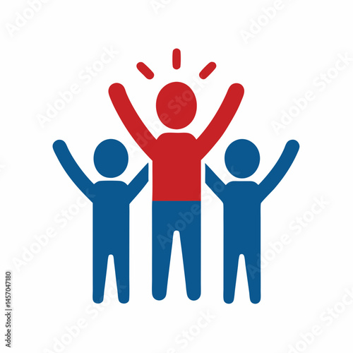 Team-cheering Vector Illustration Printable Graphic Design for Office Celebration