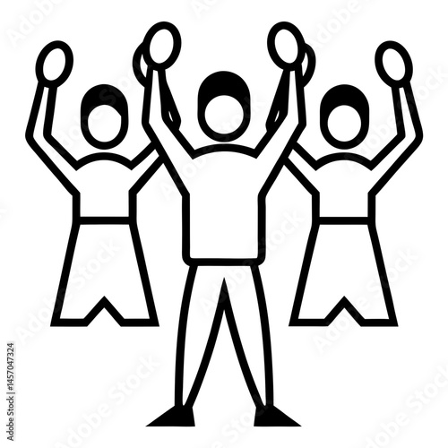 Team-cheering Vector Illustration Printable Graphic Design for Office Celebration