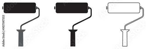 Paint Roller Icon Set in Different Styles.