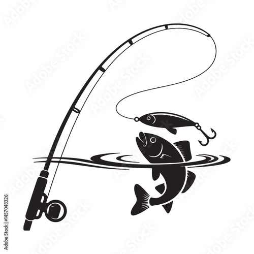 Fishing Silhouette Vector On White Background