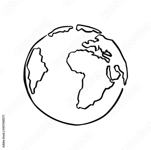 Symbol planet earth line illustration hand made vector