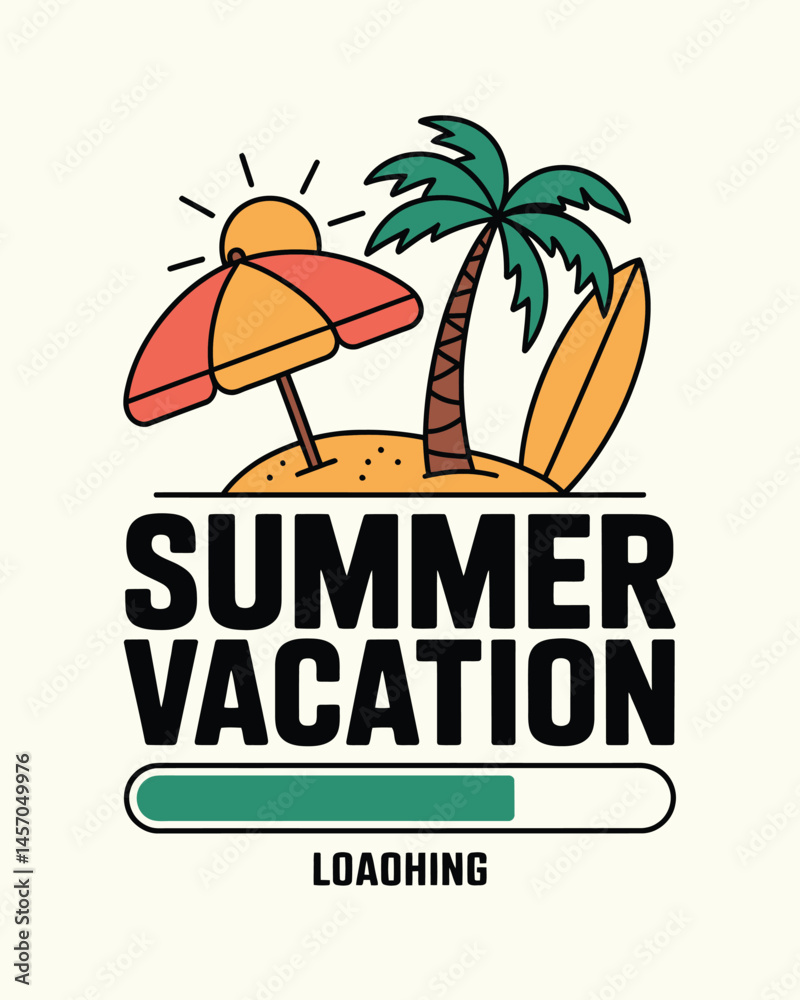 Naklejka premium Summer T-Shirt Design Vector, Typography t-shirt Design, Summer vector Art & Illustration