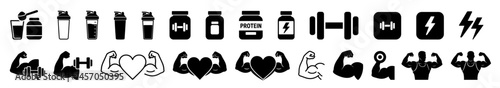 Fitness and Protein Supplement Icon Collection for Health and Strength