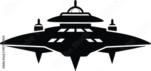 spaceship black  silhouette vector,UFO Icon Vector Design