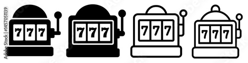 Set of slot machine icons with jackpot 777 symbols