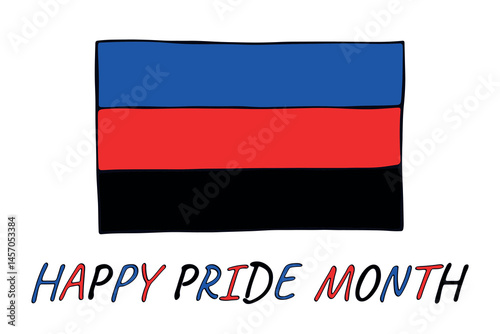 Free Download Colorful Polyamory pride flag Happy pride day LGBTQ community Pride Month Vector hand drawn doodle for posters, stickers, logo, cards - GFXLoad