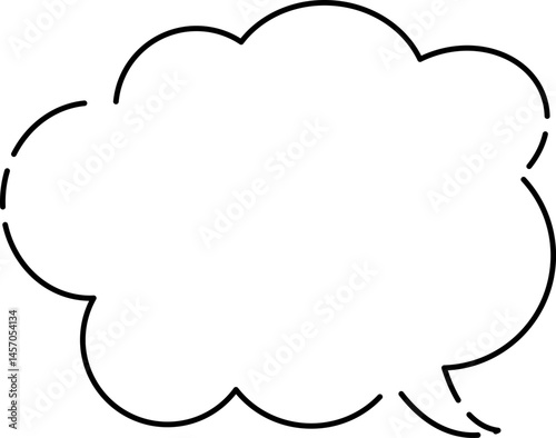 モコモコ雲型のシンプルふきだし(しっぽ右)