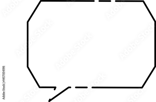 シンプル角ばったモノクロふきだし(しっぽ左)