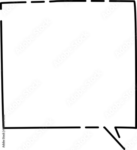 四角の隙間のあるシンプルふきだし(しっぽ右)