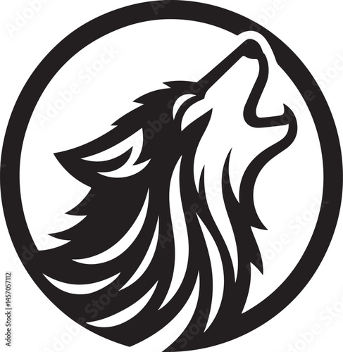 black and white tattoo of a wolf