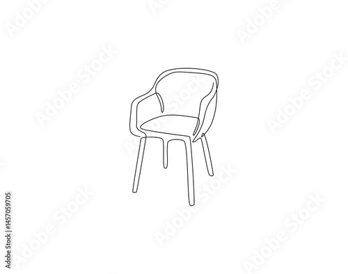 Sofa chair outline drawing illustration. Continuous line draw of modern furniture vector