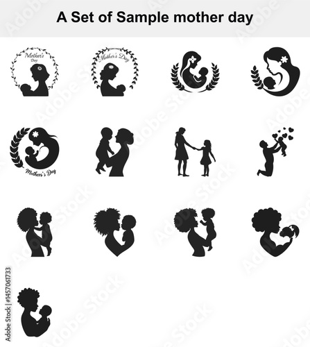 Mother and child silhouettes in affectionate poses depict familial love