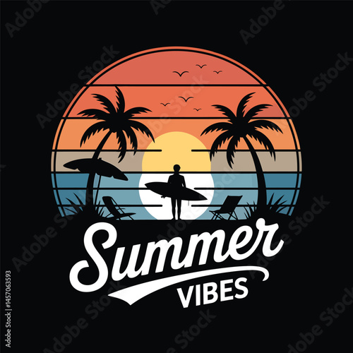 Summer T-Shirt Design Vector, Typography t-shirt Design, Summer vector Art & Illustration