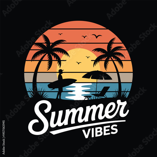 Summer T-Shirt Design Vector, Typography t-shirt Design, Summer vector Art & Illustration