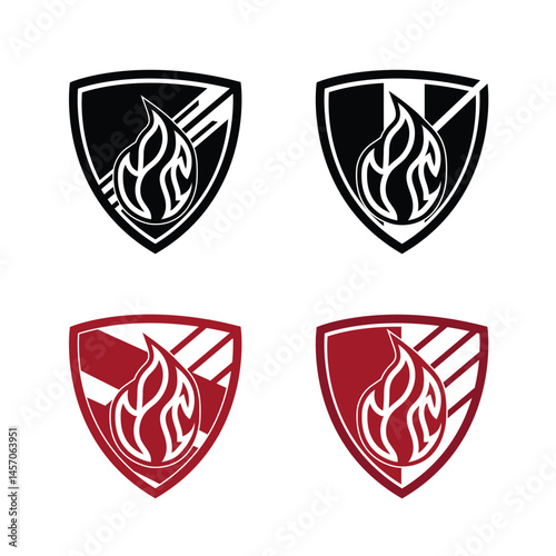 Shield with flame icon vector. Protection from heat icon security and protection style sign symbol, vector illustration.
