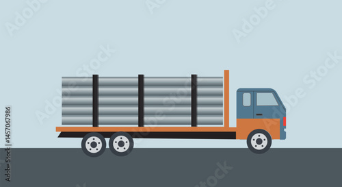 A white truck with a trailer, a common freight vehicle for delivery and transportation on the road