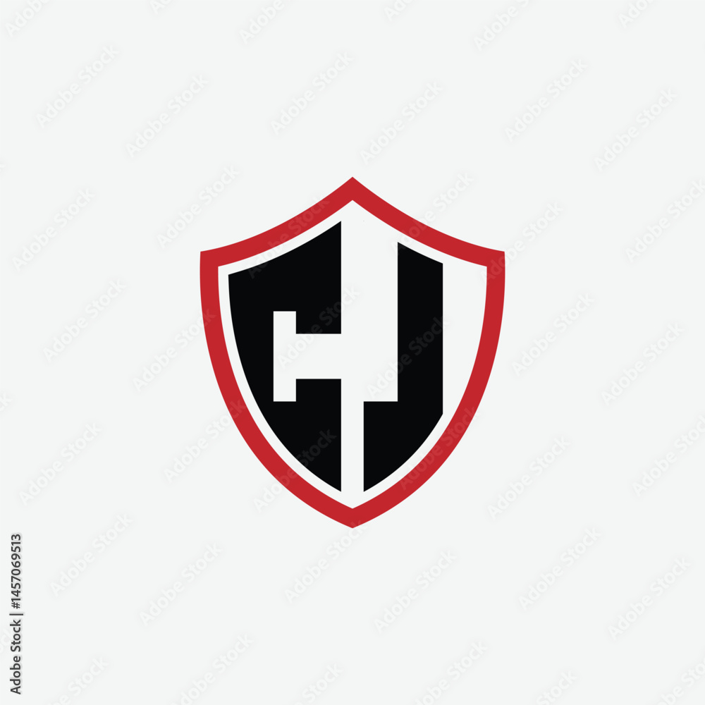 Obraz premium 615 shield logo shape letter alphabet educational learning C J