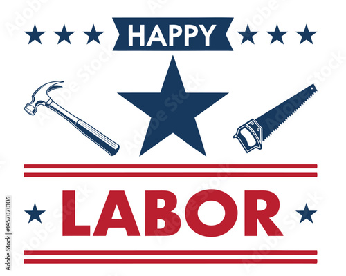 Celebrate labor with a hammer, saw, and blue stars