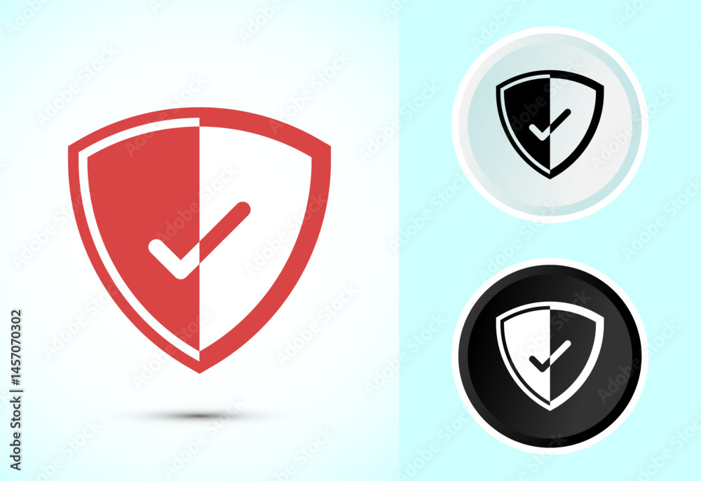 Shield icon design illustration. Security, protection sign symbol in color, black and white Shield icon design illustration. Security, protection sign symbol in color, black and white