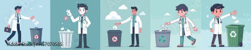 vector doctor throwing out trash