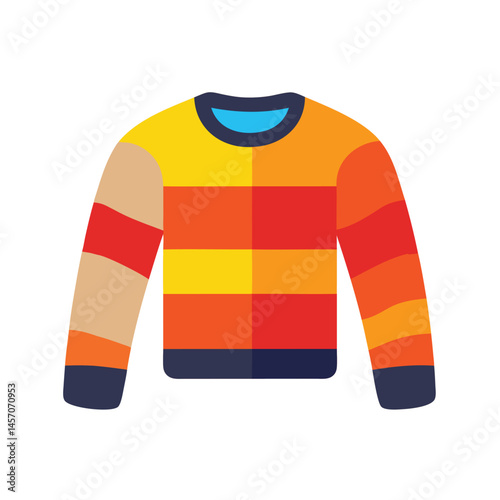 Colorful Striped Sweater Design Flat Icon for Fashion Apparel and Clothing Websites