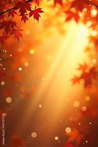 Autumn Leaves with Sunlight and Bokeh