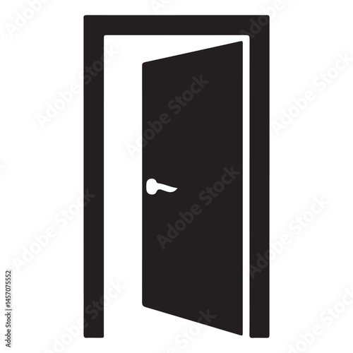 open door with black handle vector