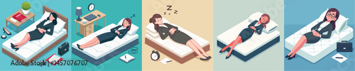 vector of secretary sleeping