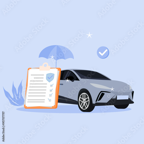 Car insurance concept. Repair cost accommodation. Flat style illustration.