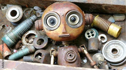 assembling itself from metal and plastic waste in a scrapyard
