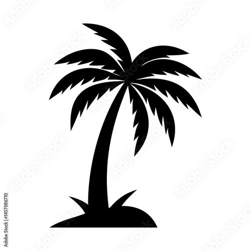 Tropical palm trees set silhouettes Black palm trees set isolated on white background. Palm silhouettes. Design of palm trees for posters, banners and promotional items. 