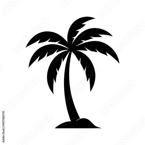 Tropical palm trees set silhouettes Black palm trees set isolated on white background. Palm silhouettes. Design of palm trees for posters, banners and promotional items. 