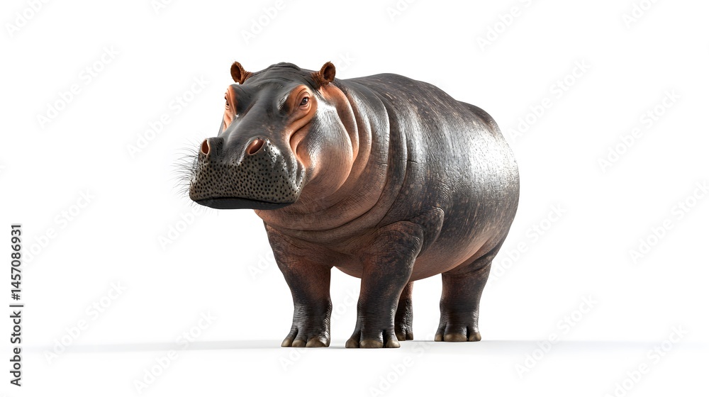 A digitally rendered image of a hippopotamus. A digitally rendered image of a hippopotamus.