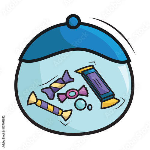 Candy jar with sweets mix. Vector