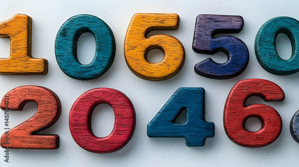 Naklejka premium Colorful wooden numbers educational