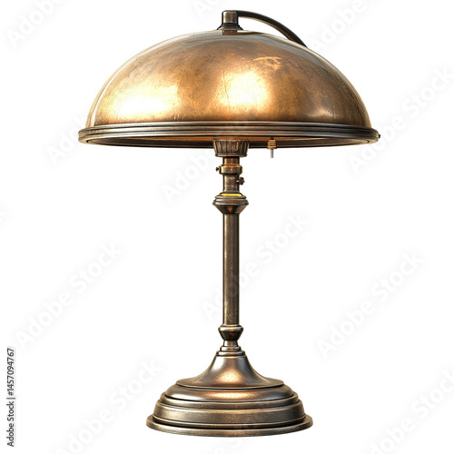 Elegant antique brass desk lamp illuminating a dark space with soft lighting