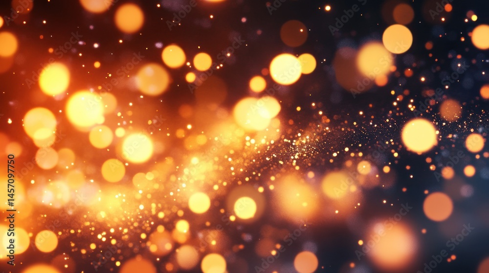 Golden light particles and bokeh creating an abstract and artistic background Golden light particles and bokeh creating an abstract and artistic background
