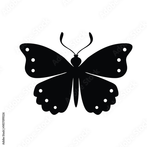 Abstract black silhouette butterfly on white background. Vector illustration