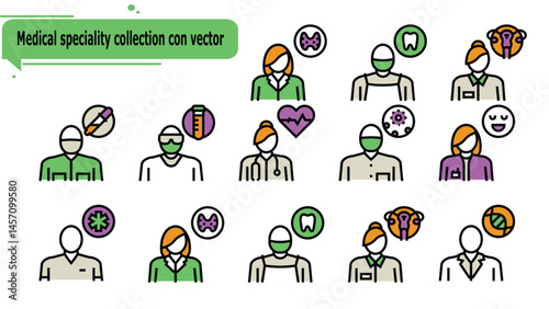 Medical speciality collection con vector