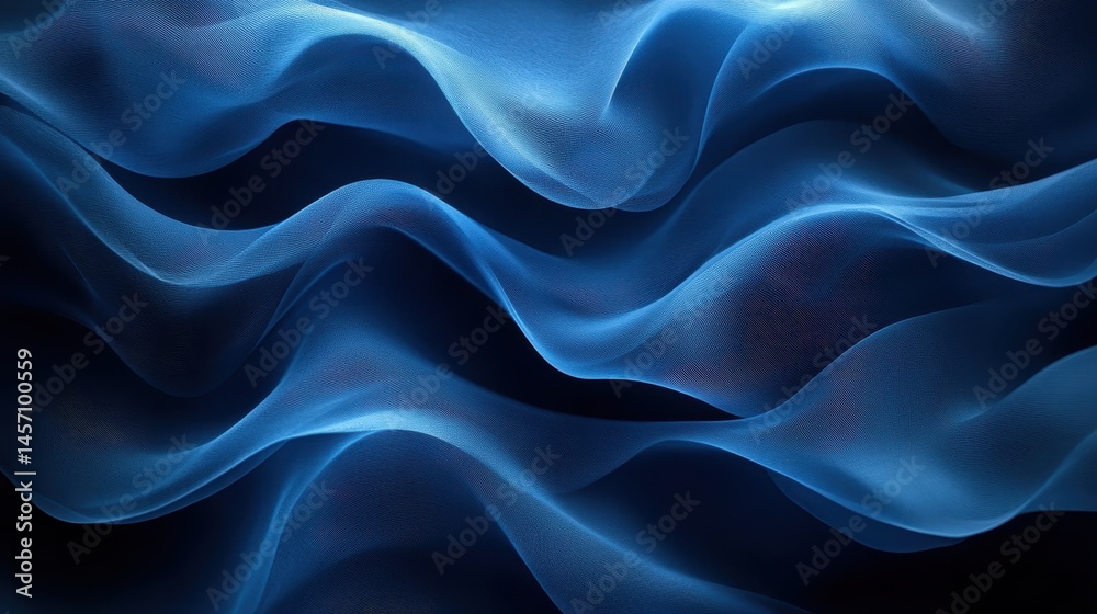 Abstract blue fabric waves with flowing textures and gentle ripples Abstract blue fabric waves with flowing textures and gentle ripples