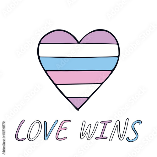 Colorful heart shape Intersex pride flag Happy pride day LGBTQIA community Pride Month Vector hand drawn doodle for posters, stickers, logo, cards