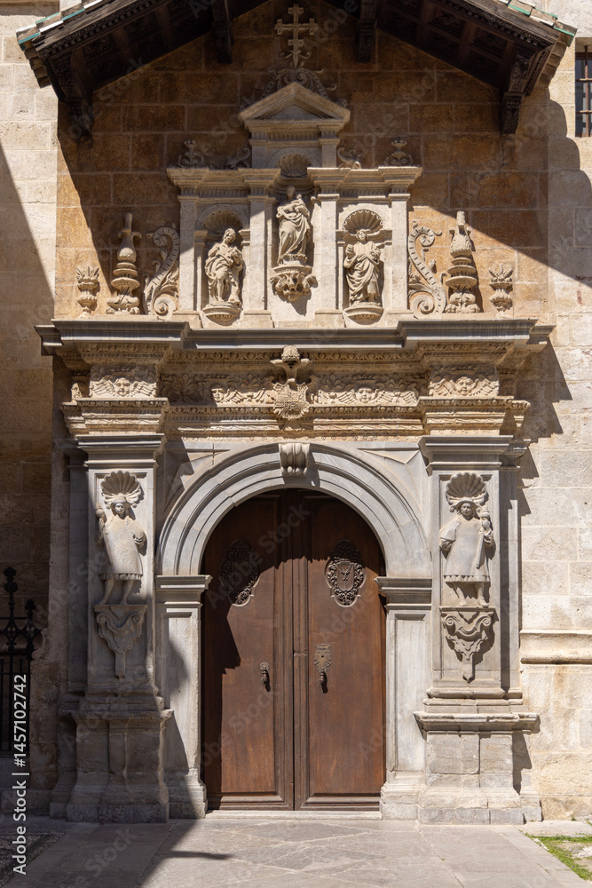 Decorative entrance to Royal Chapel of Granada, located next to Granada Cathedral, Granada, Spain, Andalusia