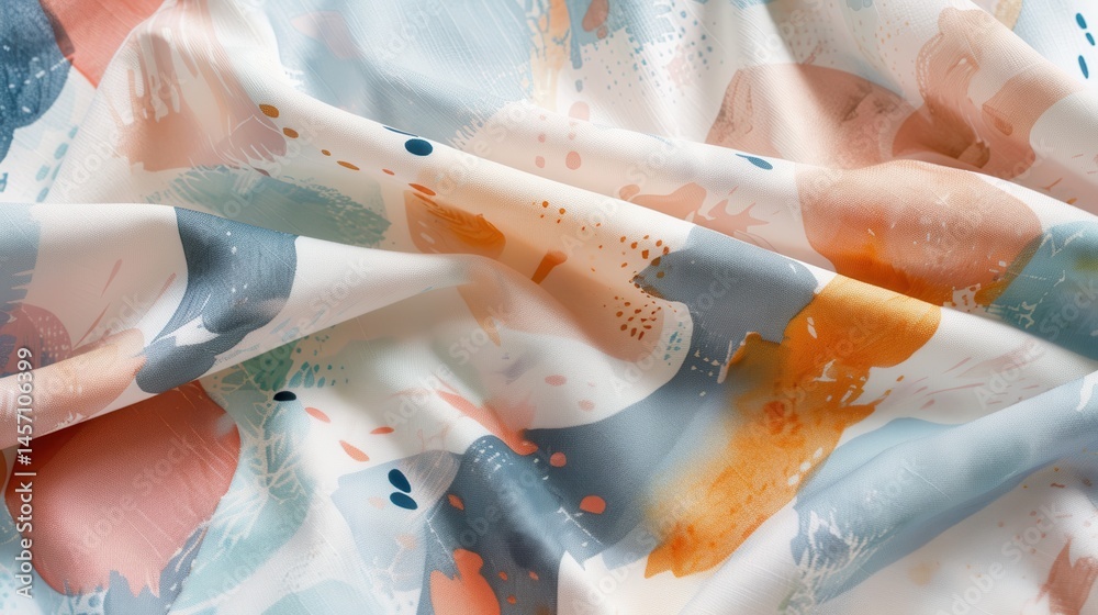 Abstract Watercolor Textile Design Featuring Soft Pastel Hues for Fashion and Interior Use