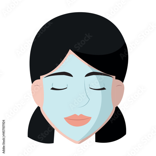 Face mask on calm woman. Vector