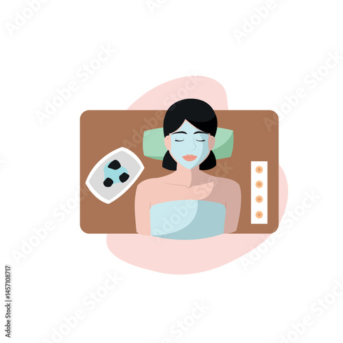 Facial mask therapy moment. Vector