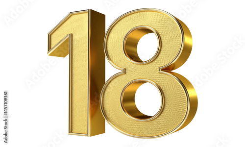Bling Bling Diamond Gold Number 18 3D Text Effect