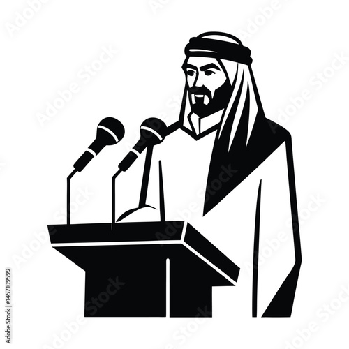 Arab Man Speaking at Podium Silhouette