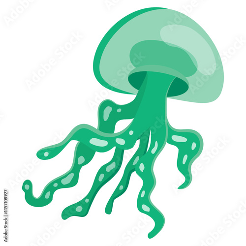 Jellyfish on an isolated white background. Flat sea creature illustration. Sea animal vector icon.