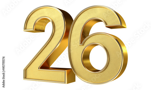 Bling Bling Diamond Gold Number 26 3D Text Effect